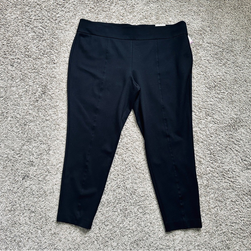 Anne Klein Slim Ankle Pants‎ Black Size XXL Ponte Knit Stretch Comfort New